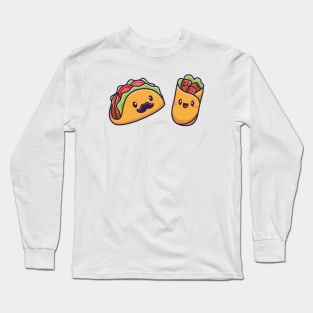 Cute Taco And Burrito Food Long Sleeve T-Shirt